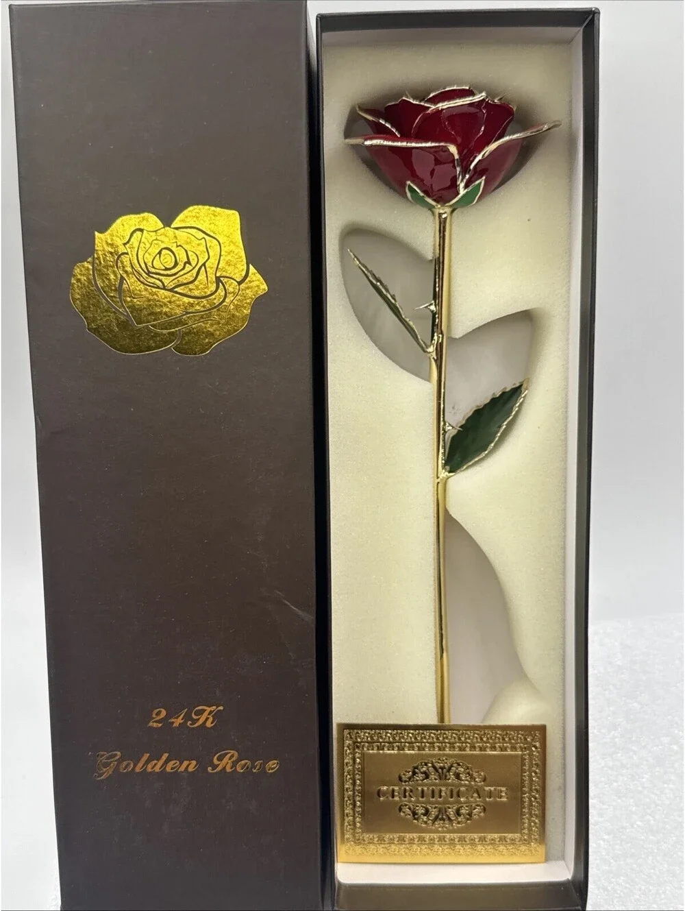 24k Gold Dipped Real Forever Rose with Gift Box & COA Card 12” Red Green Gold